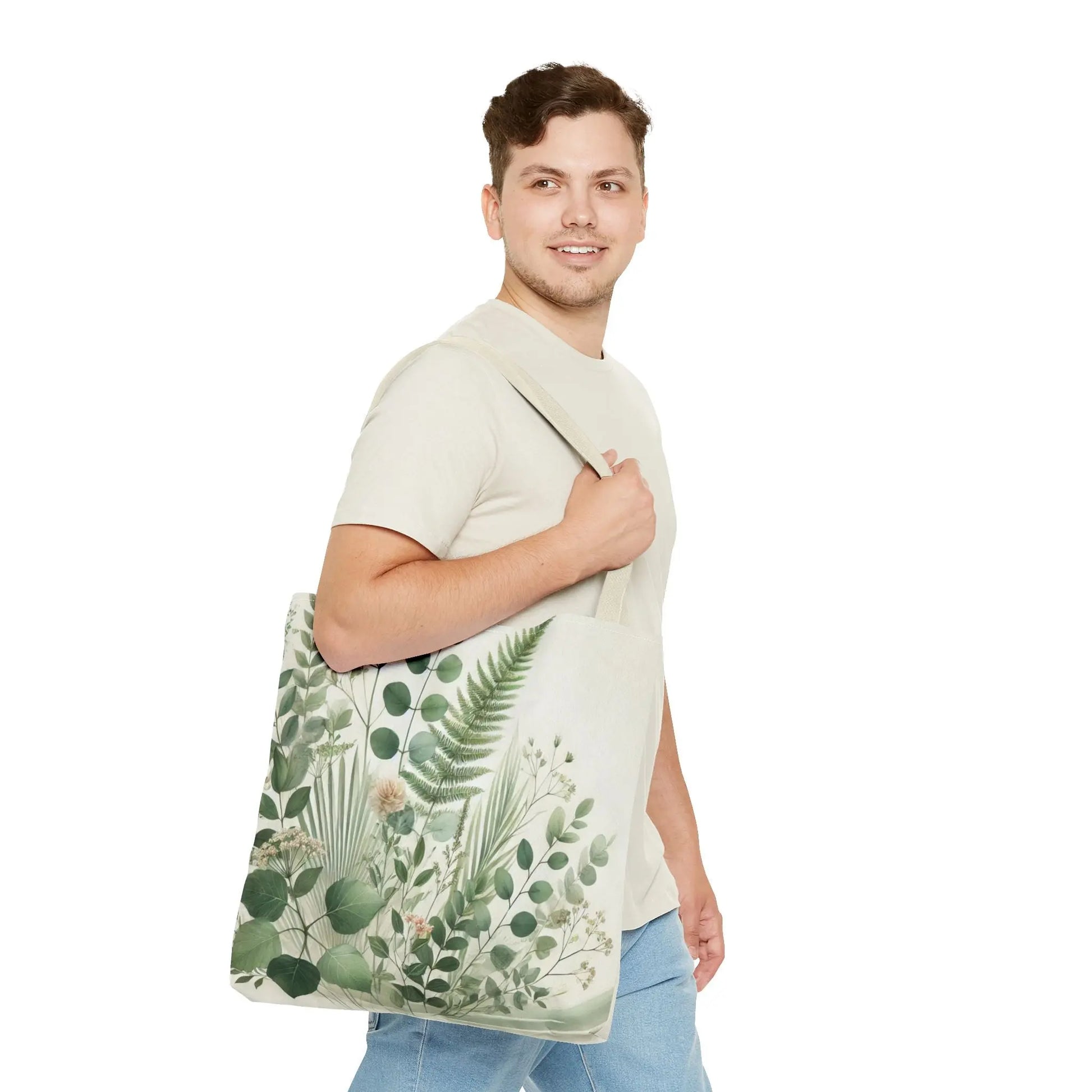 Green Botanical Ferns and Eucalyptus Tote Bag