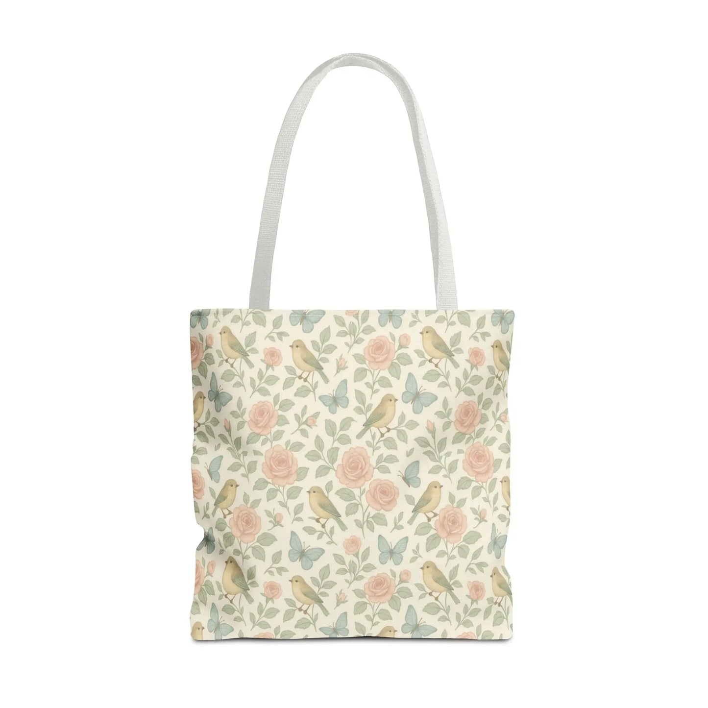 Vintage Rose and Bird Pattern Tote Bag