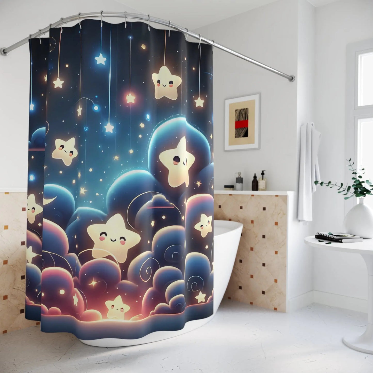 Starry Night Kids Shower Curtain