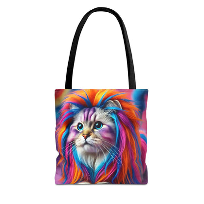 Colorful Rainbow Lion Cat Tote Bag