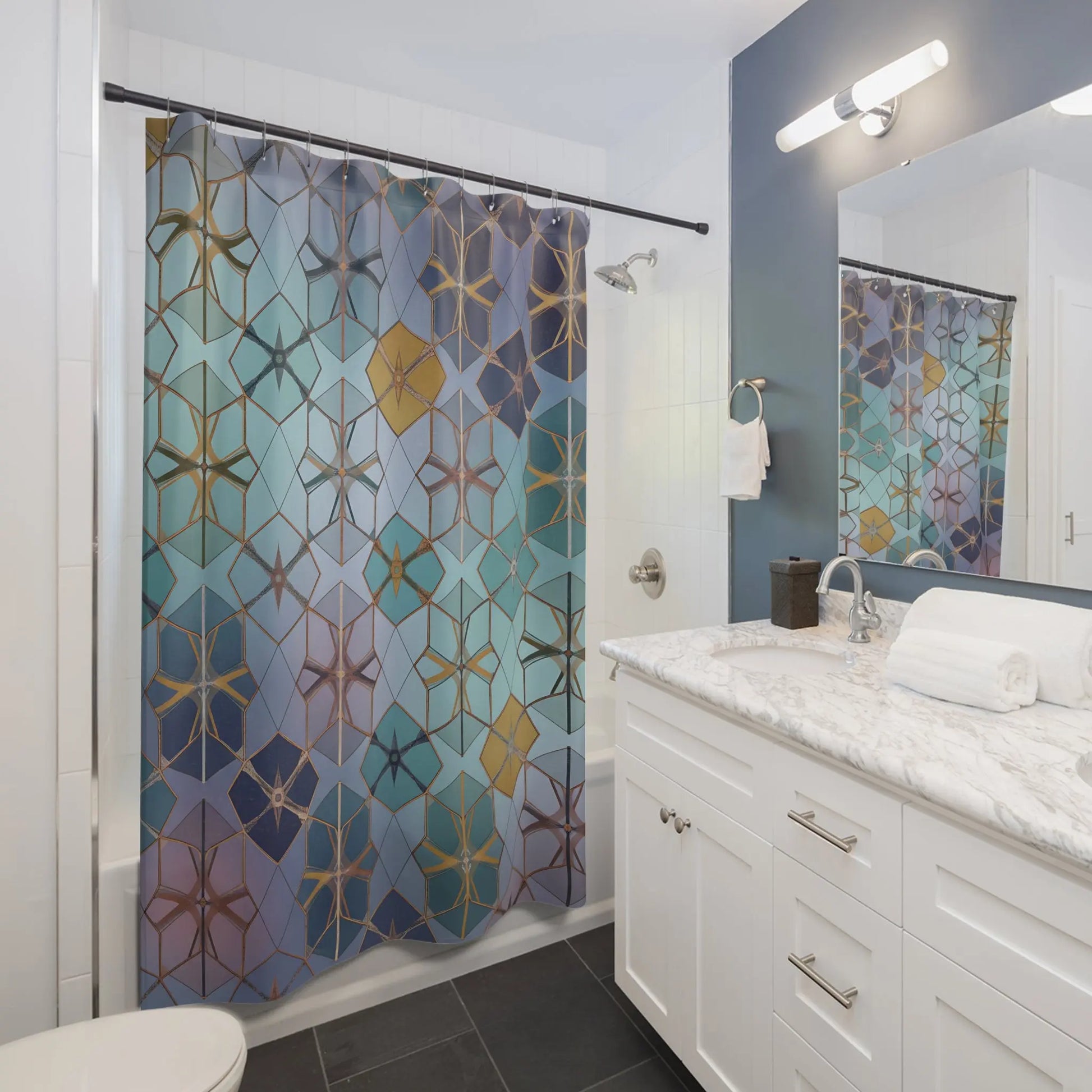 Geometric Moroccan Tile Pattern Shower Curtain