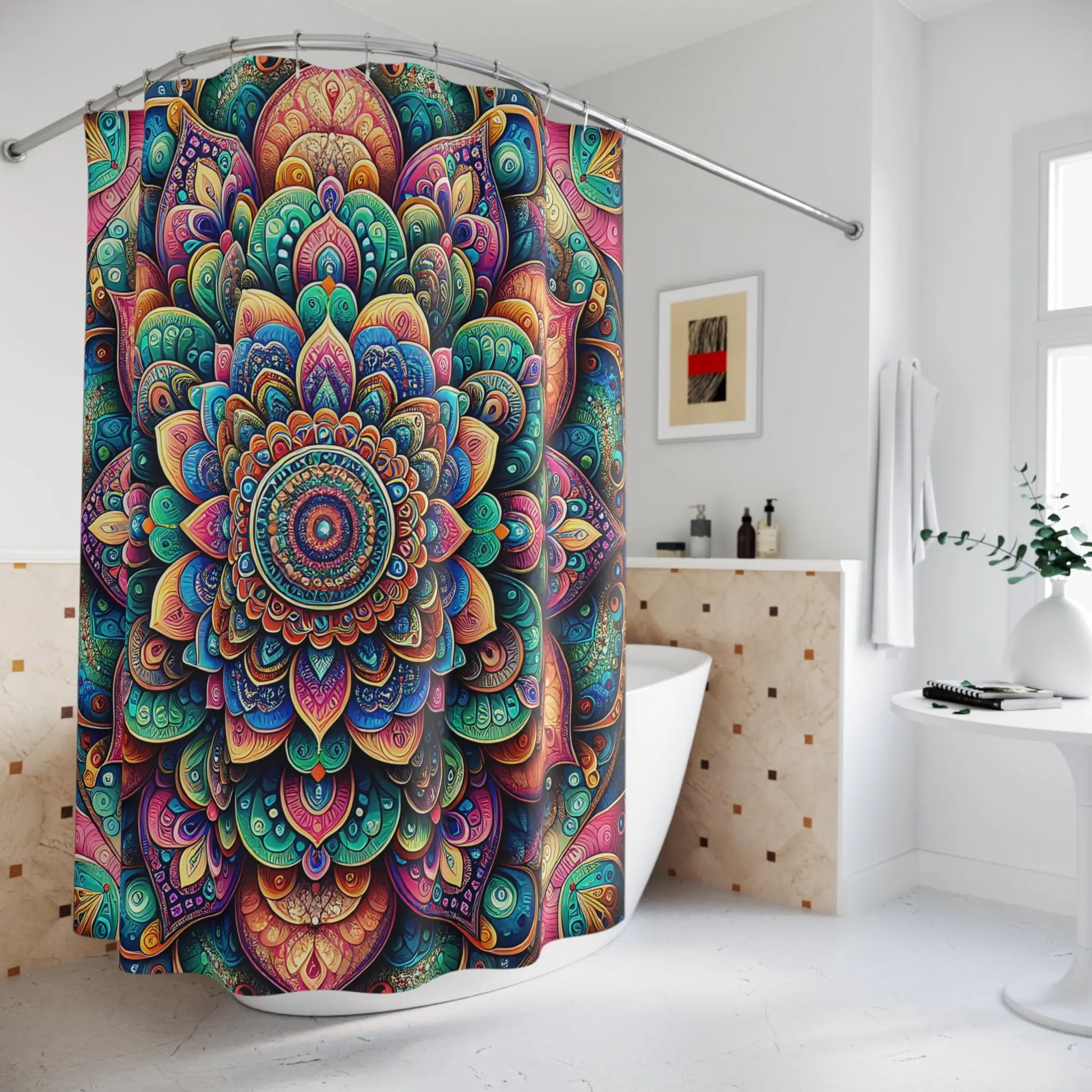 Vibrant Boho Mandala Shower Curtain