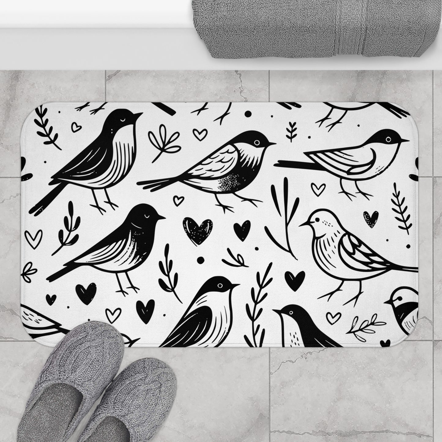 Charming Bird Print Bath Mat for Home Decor