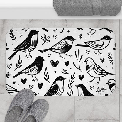 Charming Bird Print Bath Mat for Home Decor