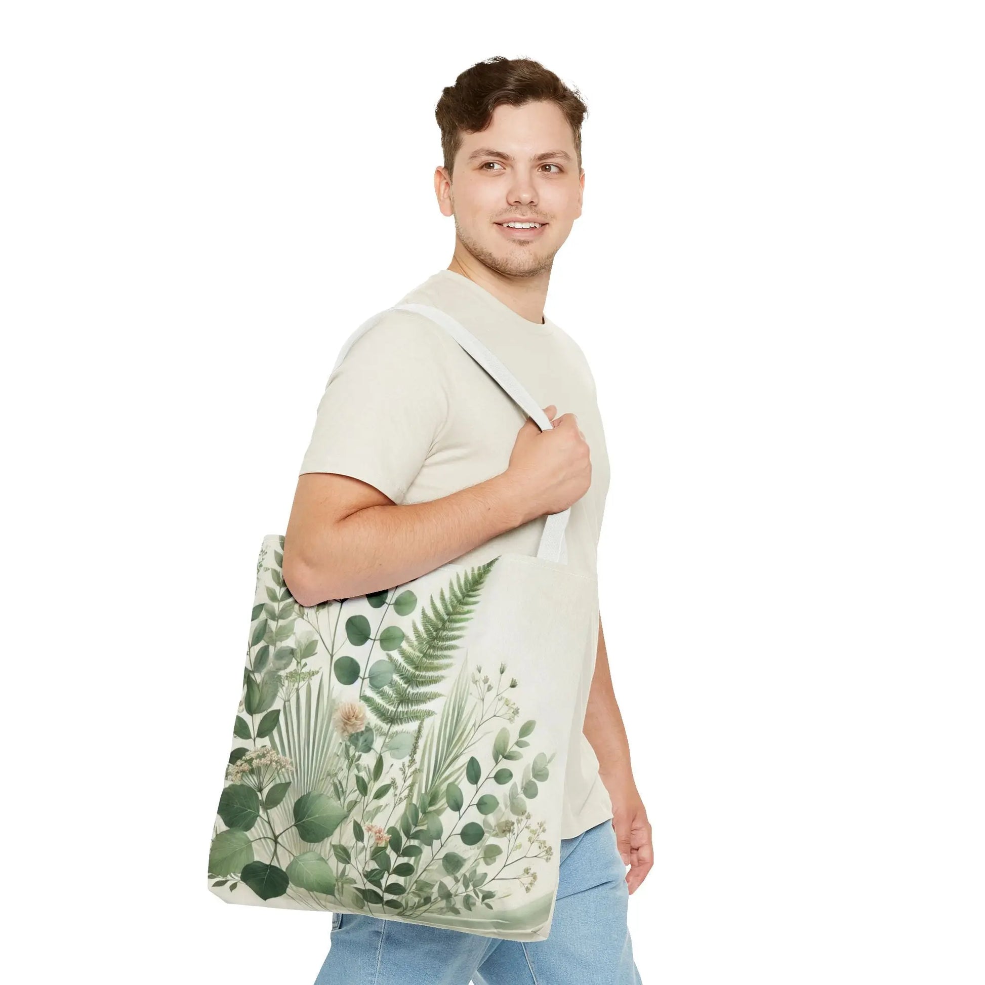 Green Botanical Ferns and Eucalyptus Tote Bag