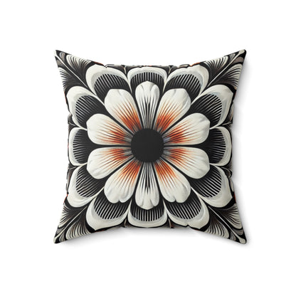 Modern Floral Throw Pillow - Bold Black and White Accent Pillow in 18 x 18 and 20 x 20
