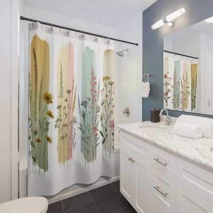 Botanical Brush Stroke Design Shower Curtain