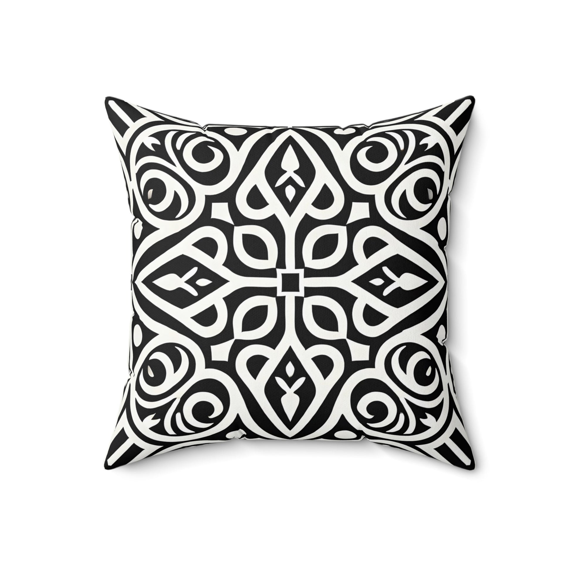 Black and White Boho Throw Pillow
