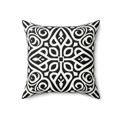 Black and White Boho Throw Pillow