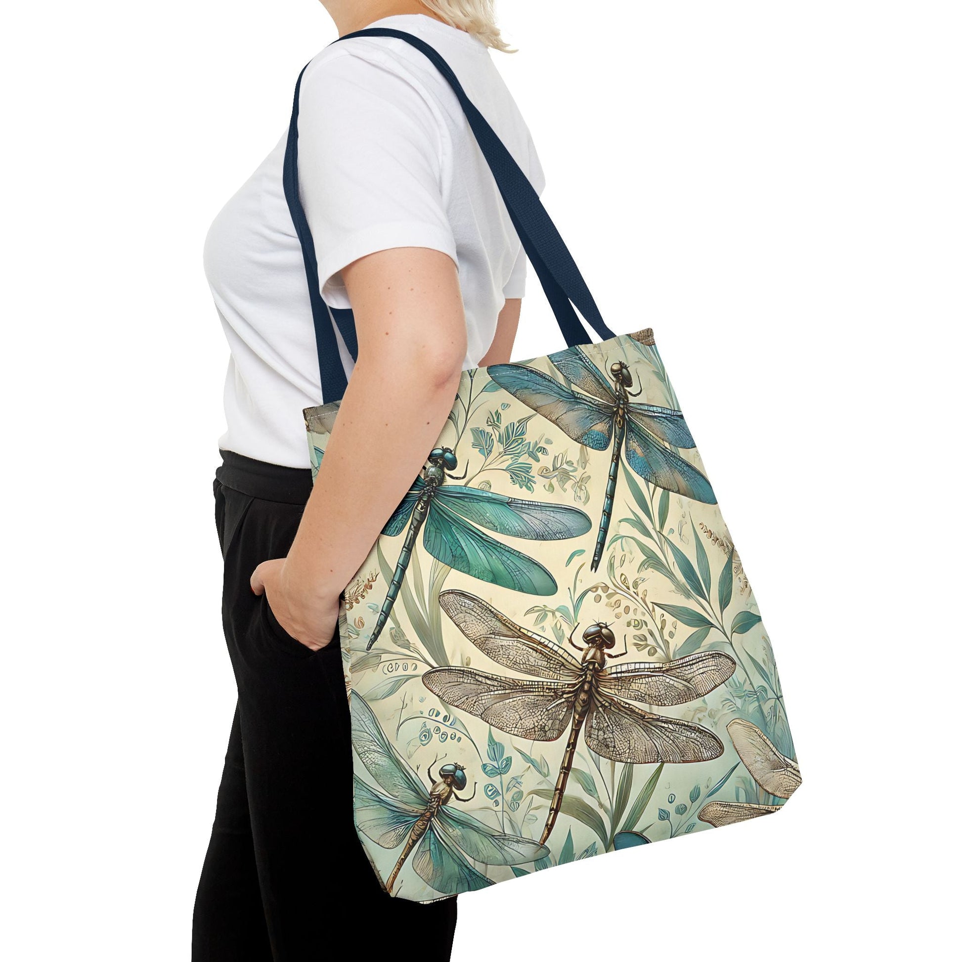 Vintage Teal Dragonfly Tote Bag