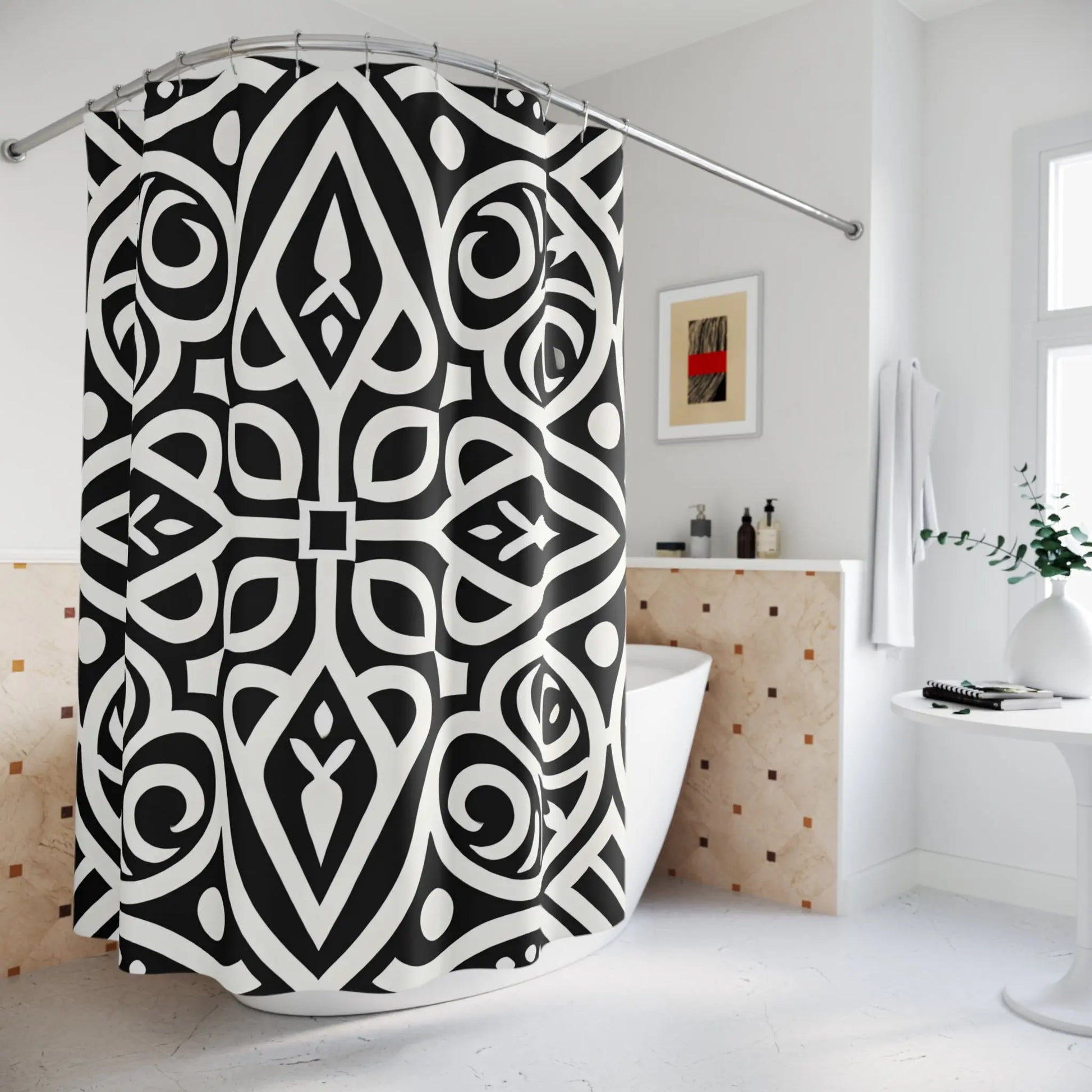 Black White Diamond Shower Curtain