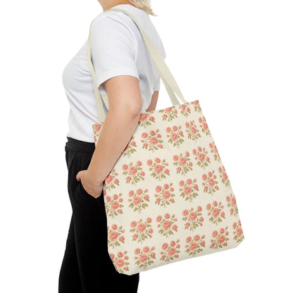 Vintage Rose Repeat Pattern Tote Bag