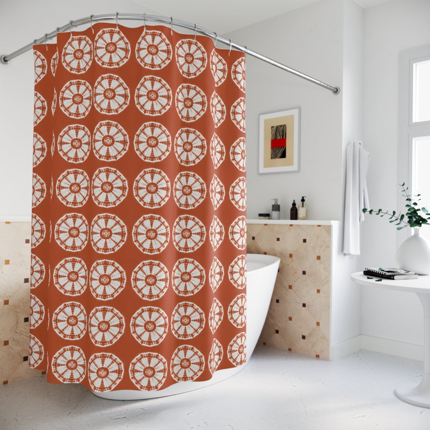 Japanese Shibori Terracotta Shower Curtain