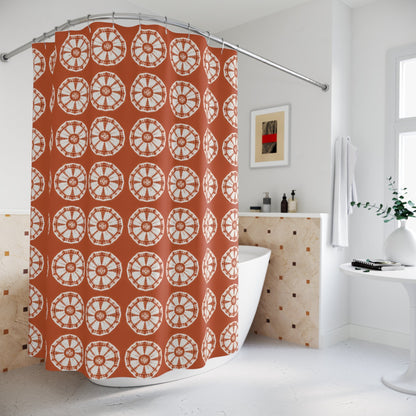 Japanese Shibori Terracotta Shower Curtain