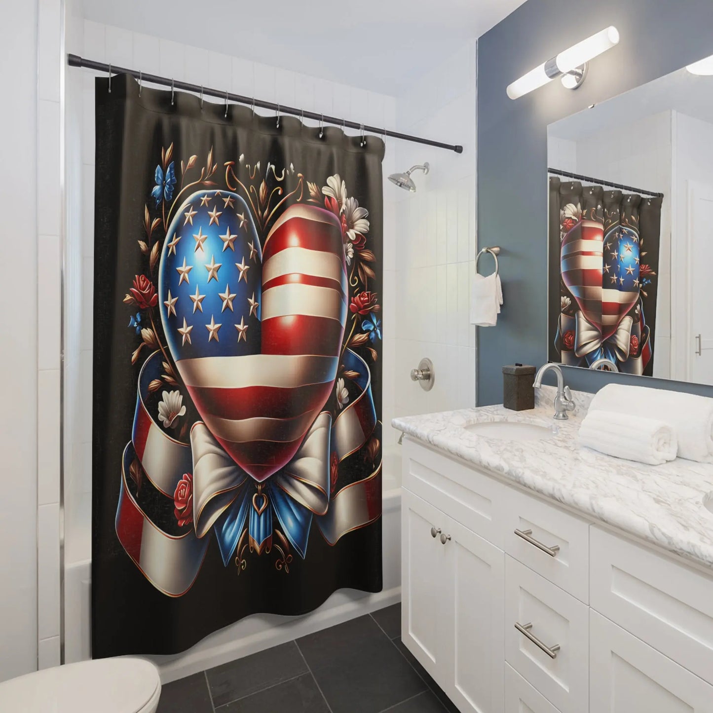 Patriotic Heart Shower Curtain