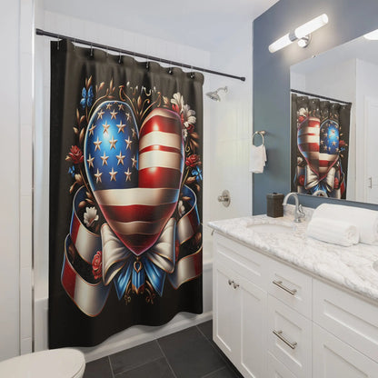 Patriotic Heart Shower Curtain