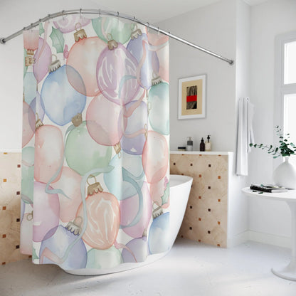 Pastel Christmas Ornaments Shower Curtain