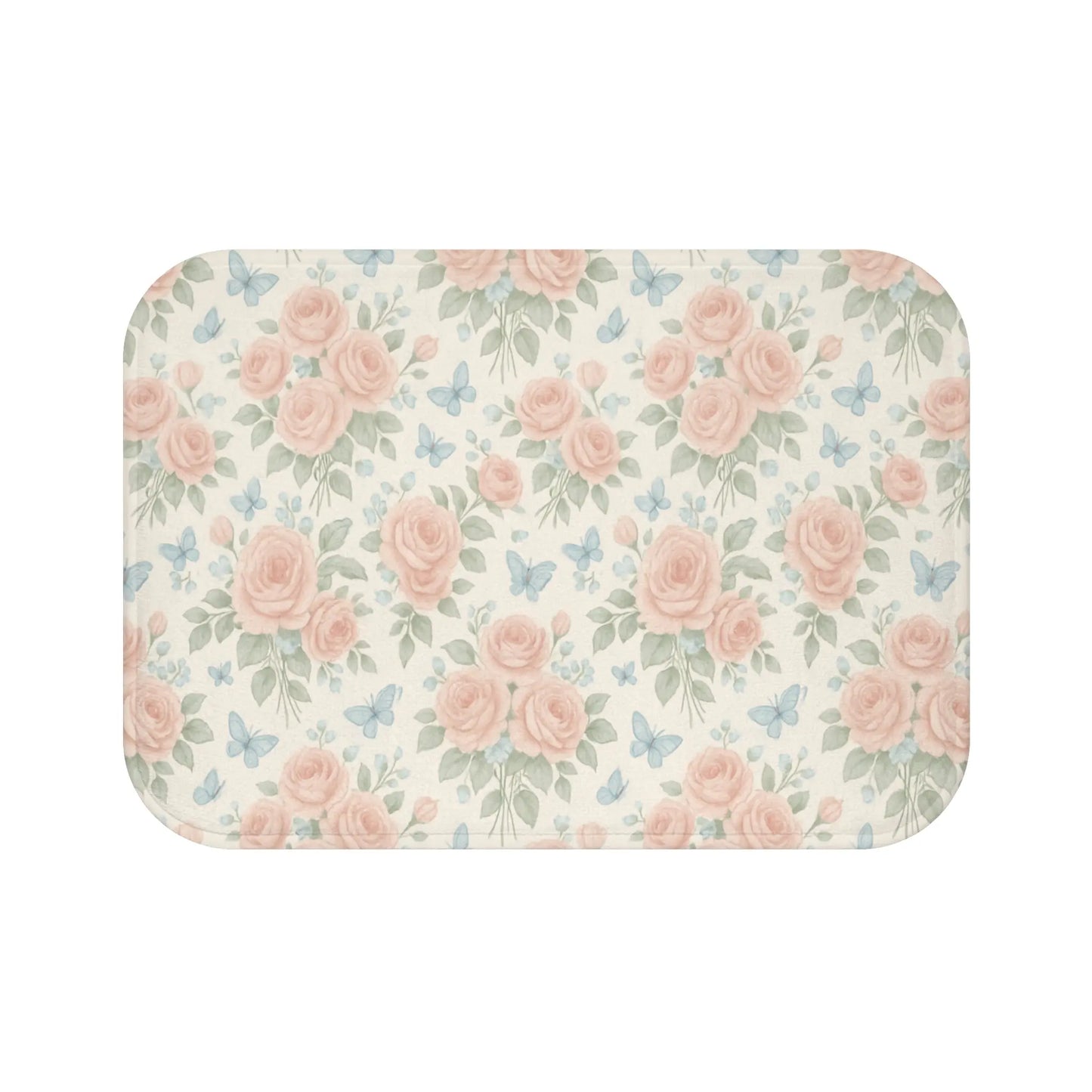 Romantic Rose and Butterfly Bath Mat