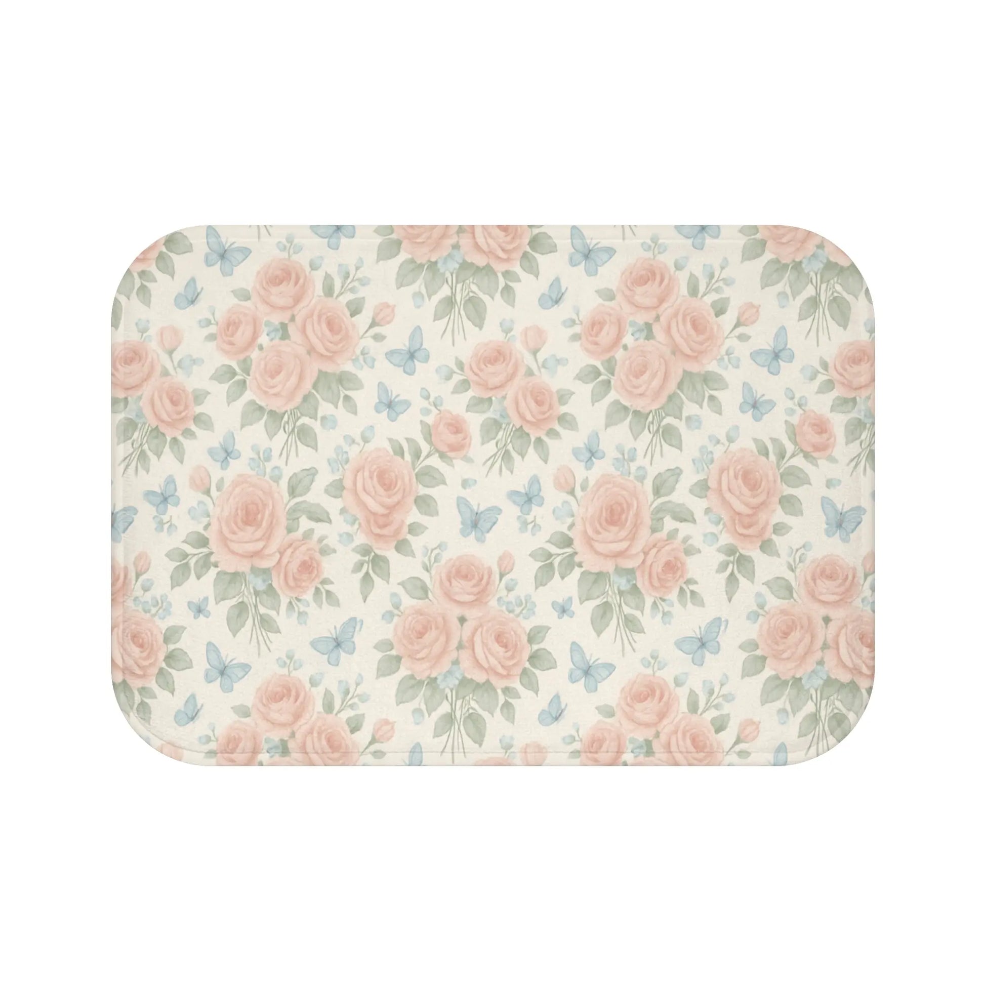 Romantic Rose and Butterfly Bath Mat