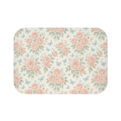 Romantic Rose and Butterfly Bath Mat