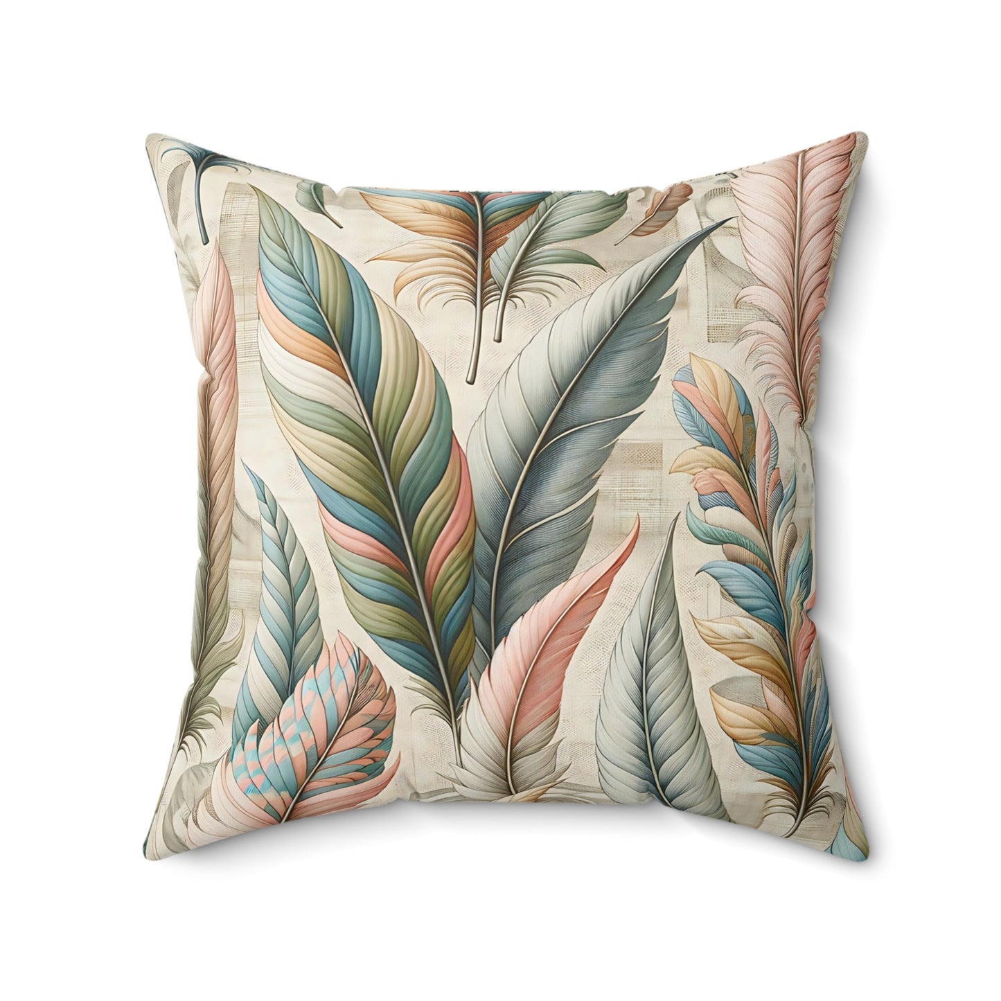 Feather Throw Pillow in Boho Style