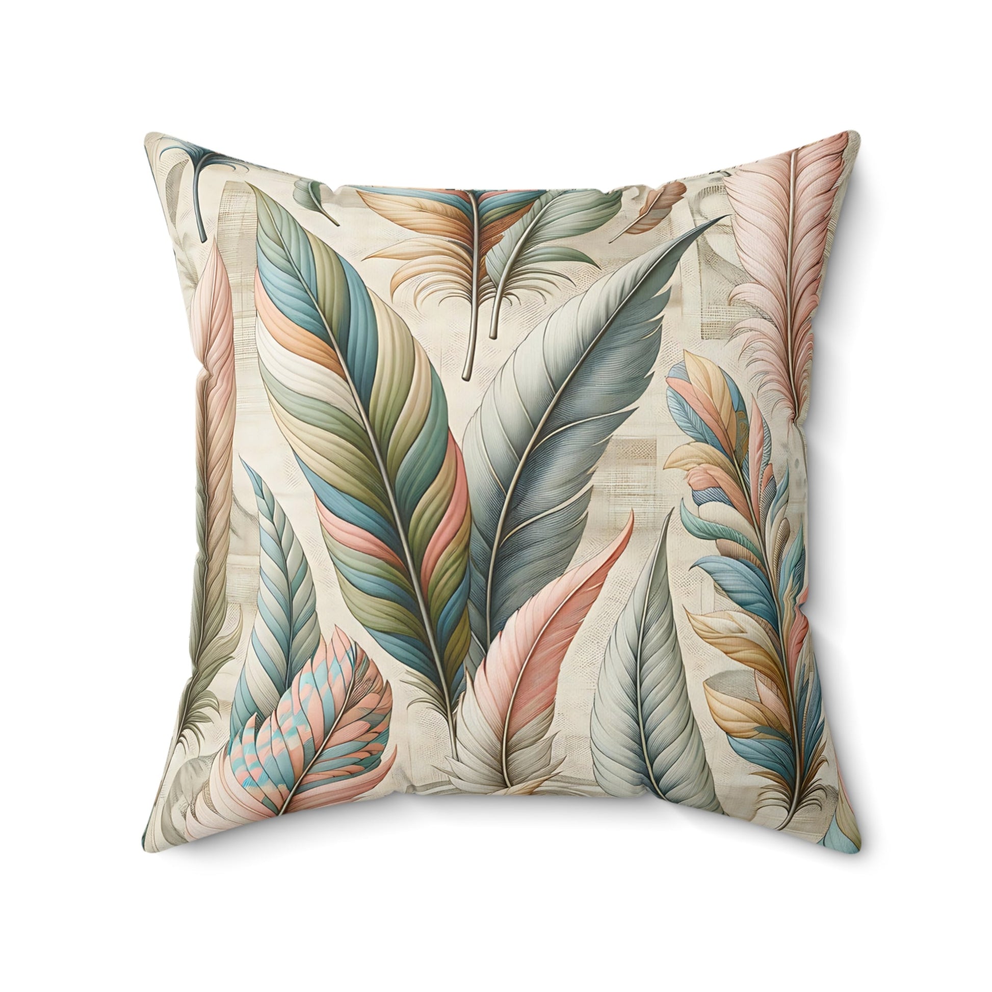 Feather Throw Pillow in Boho Style