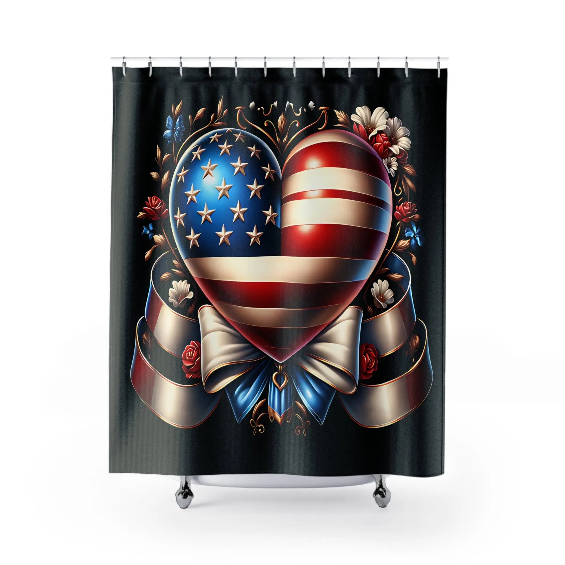 Patriotic Heart Shower Curtain