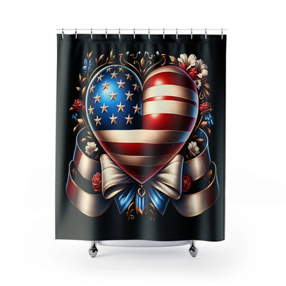 Patriotic Heart Shower Curtain