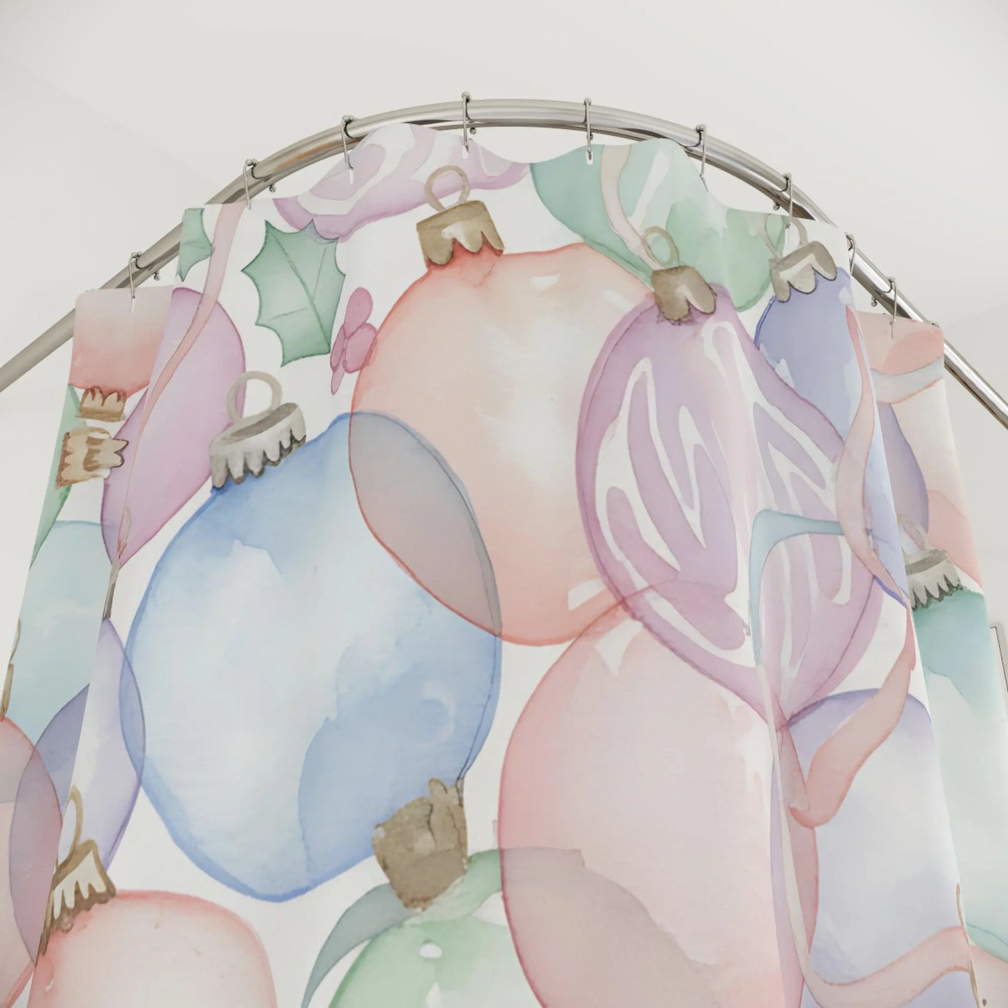 Pastel Christmas Ornaments Shower Curtain