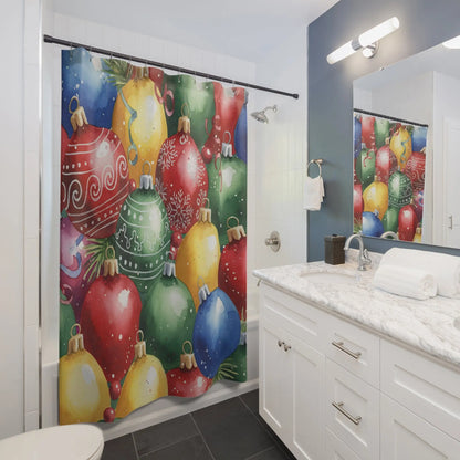 Colorful Christmas Ornaments Shower Curtain