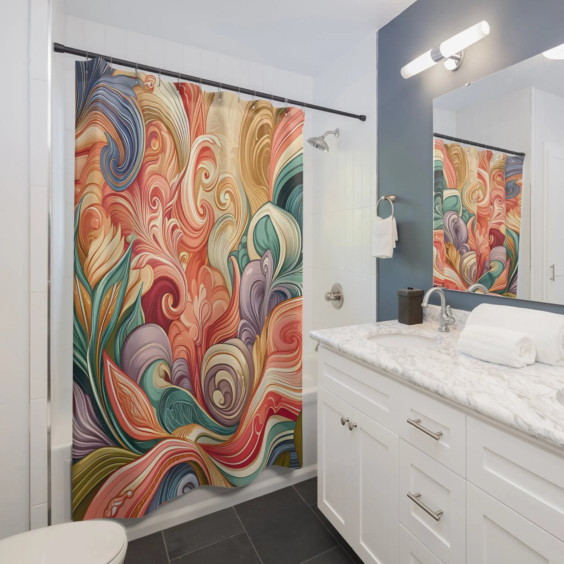 Swirling Shower Curtains