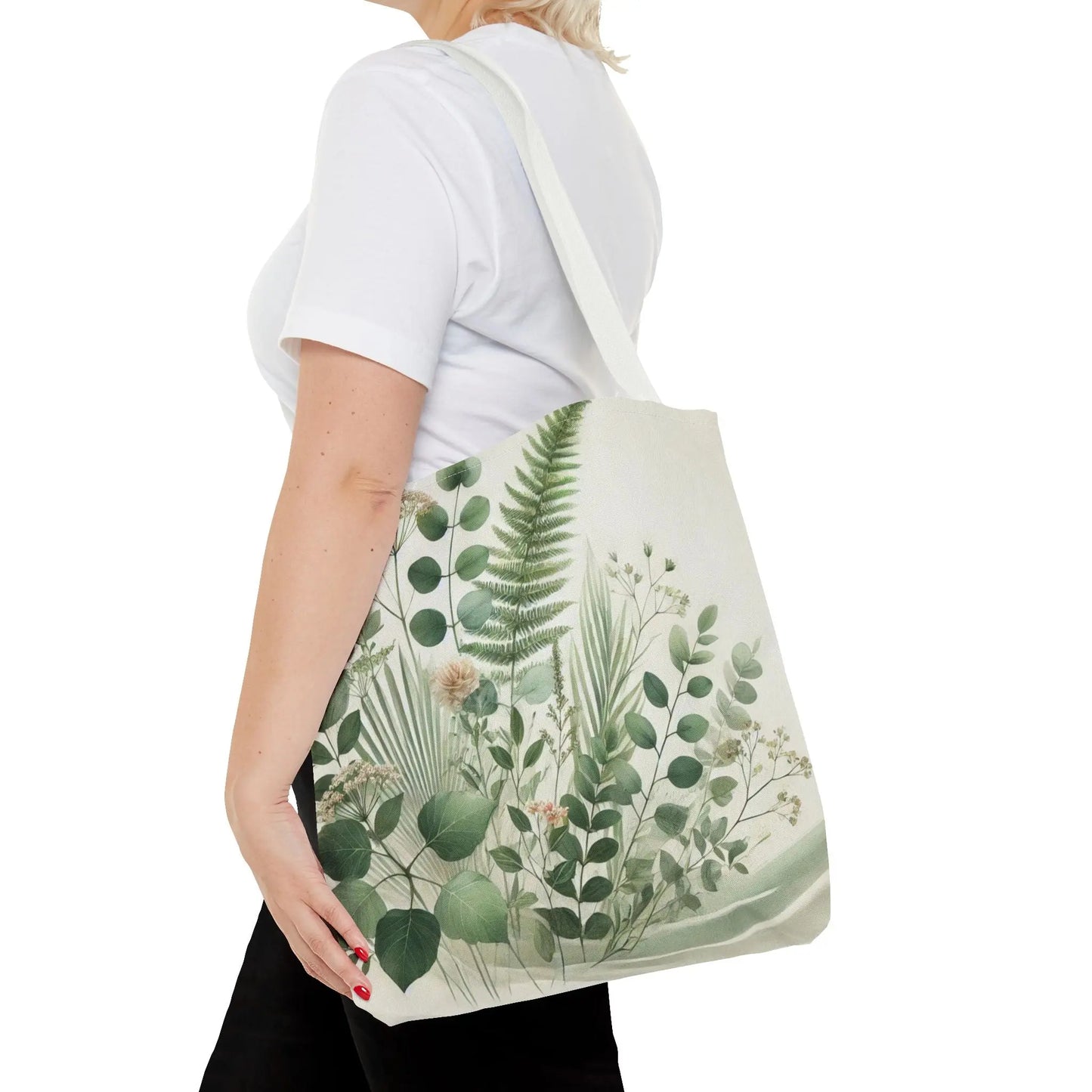 Green Botanical Ferns and Eucalyptus Tote Bag