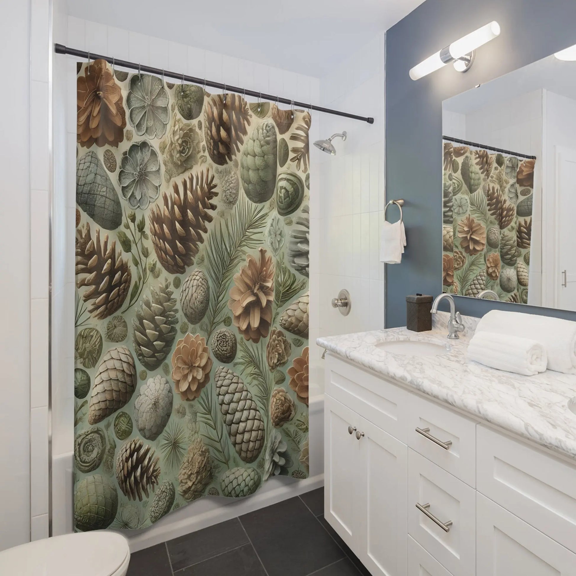 Farmhouse Pine Cone Shower Curtain