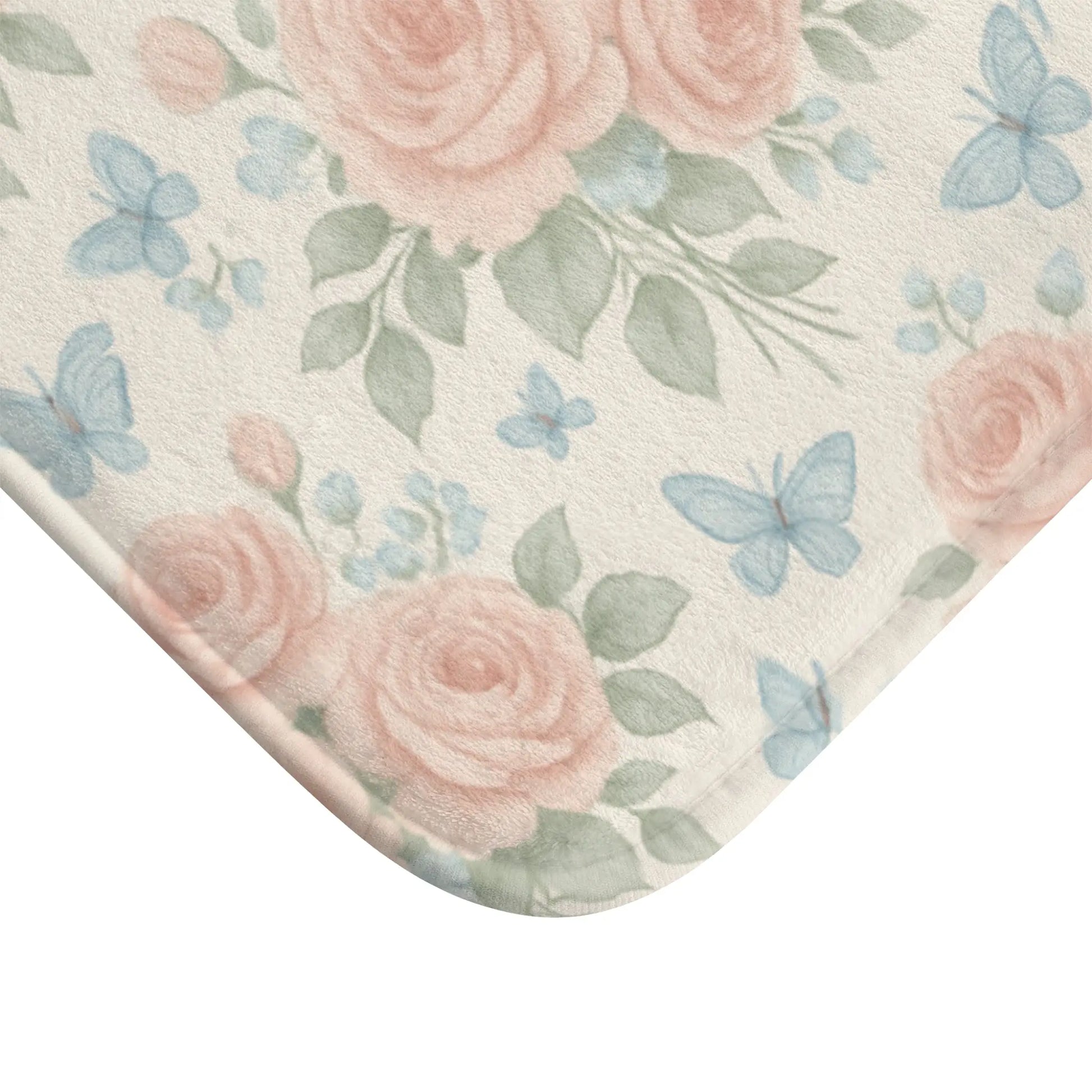 Romantic Rose and Butterfly Bath Mat