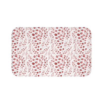 Red Botanical Print Bath Mat