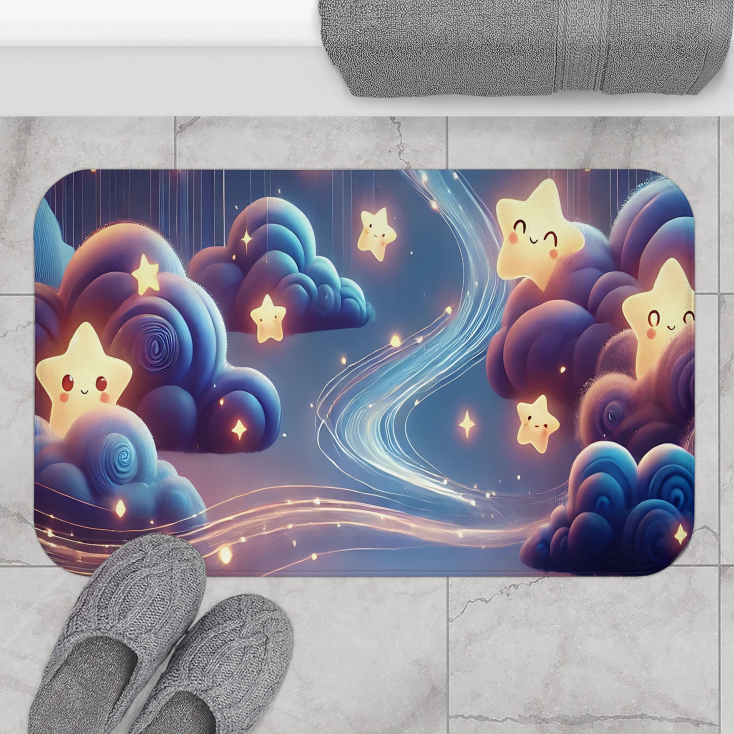 Whimsical Starry Sky Bath Mat