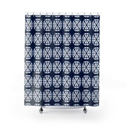 Japanese Shibori Indigo Shower Curtain - Navy Blue Tie-Dye Pattern, Boho Bathroom Decor, Artisan Style, Water Resistant, Bath Makeover Gift