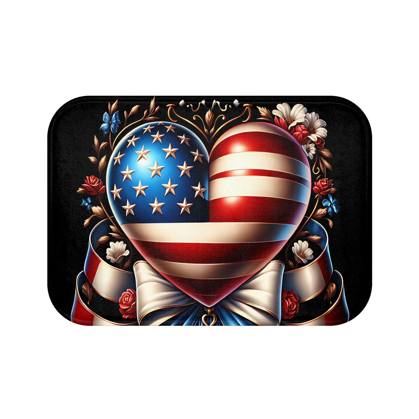 Patriotic Heart Bath Mat