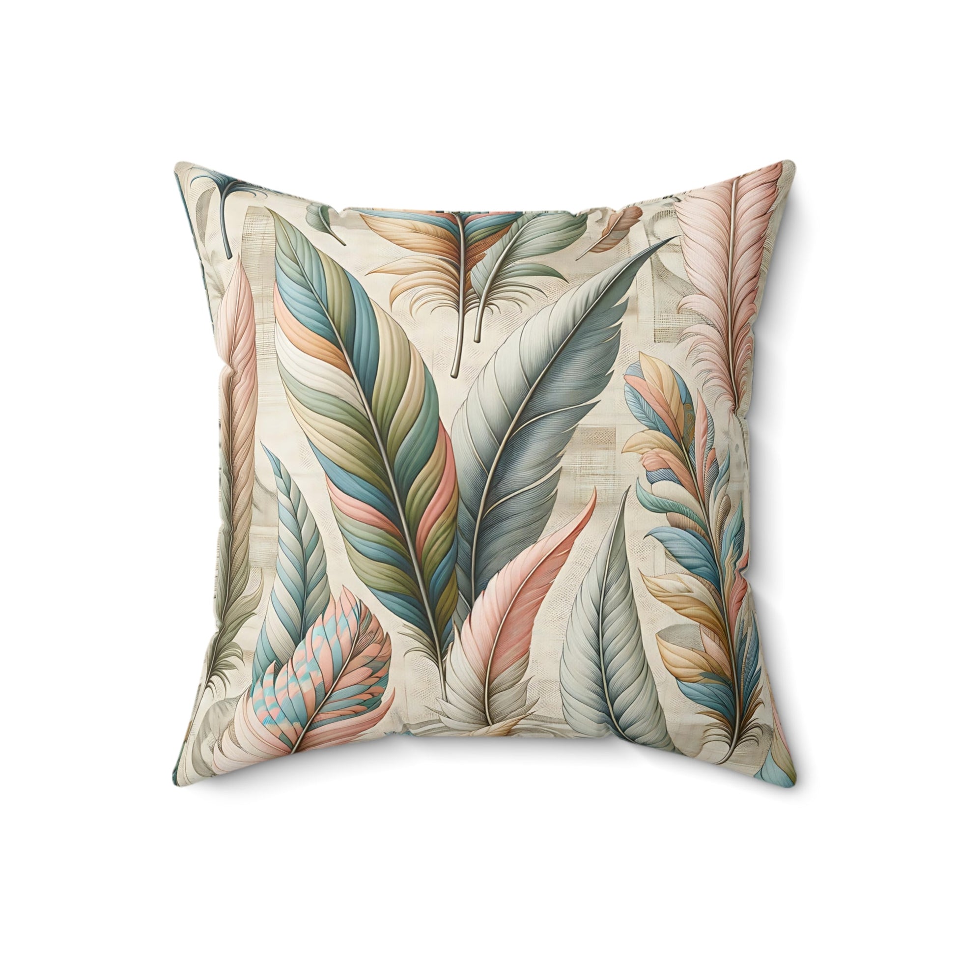 Feather Throw Pillow in Boho Style