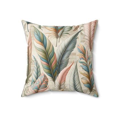 Feather Throw Pillow in Boho Style