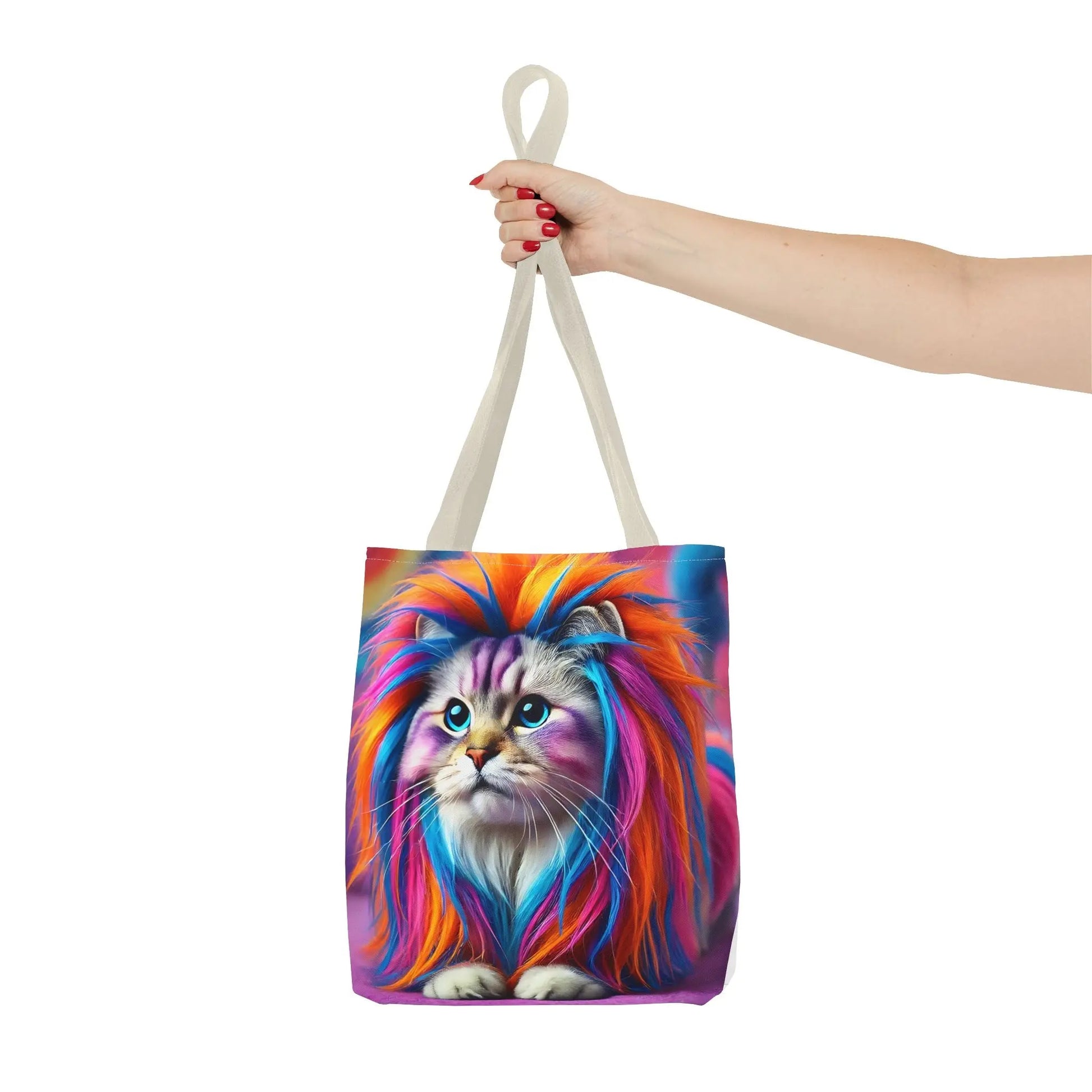 Colorful Rainbow Lion Cat Tote Bag