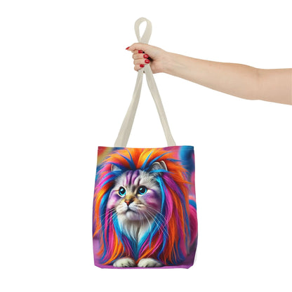 Colorful Rainbow Lion Cat Tote Bag