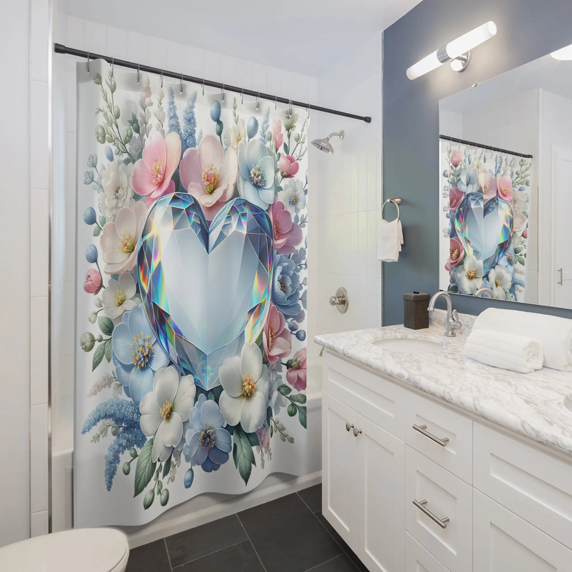 Diamond Heart Shower Curtain