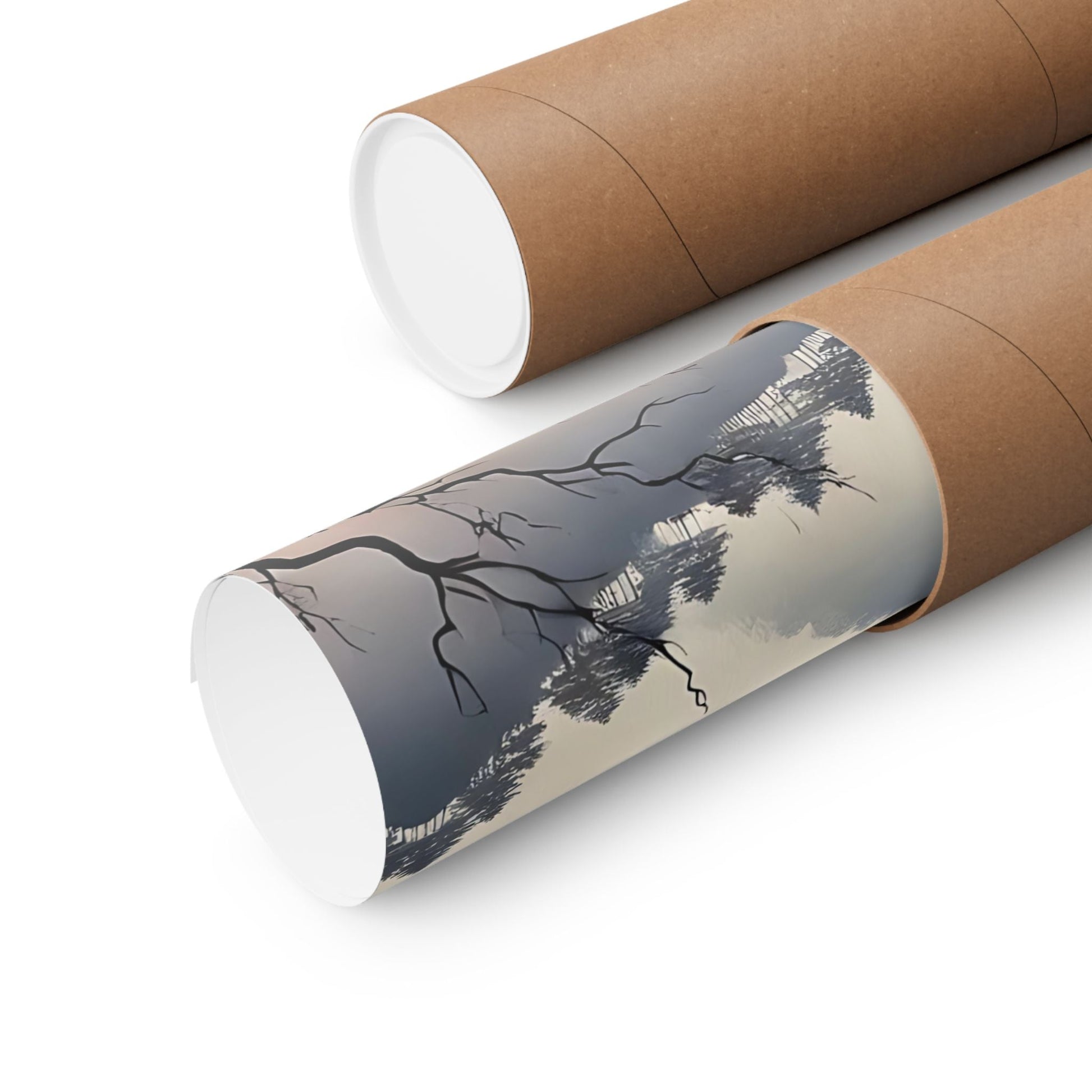Cherry Blossom Mountain Art Poster