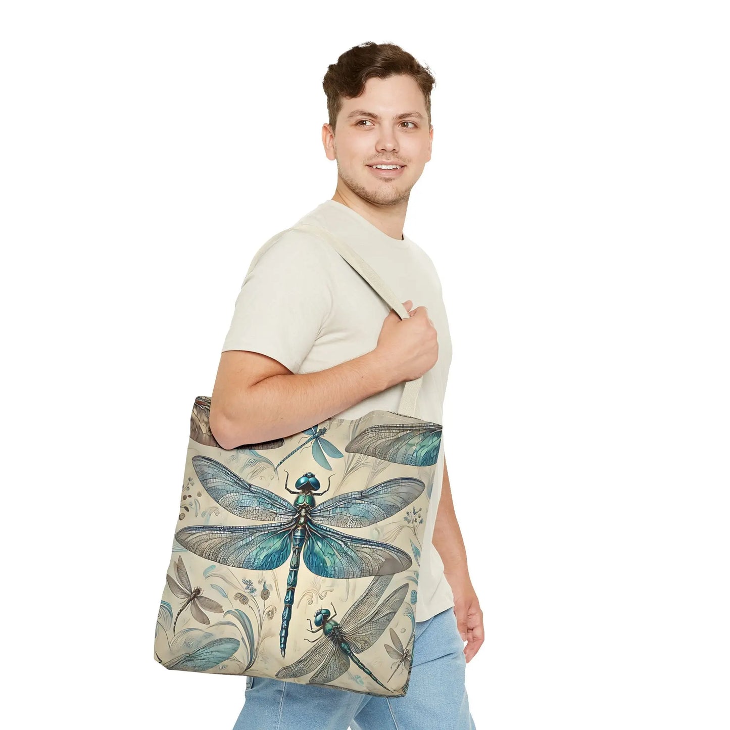 Blue Dragonfly Illustration Tote Bag