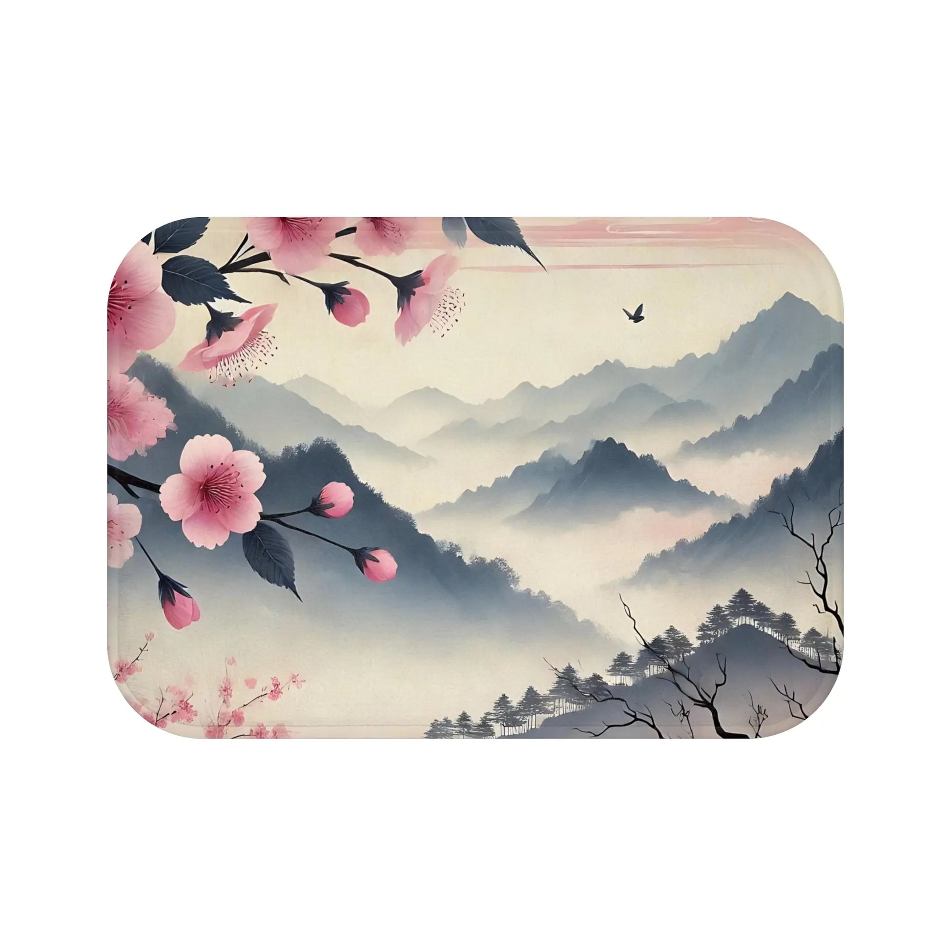Cherry Blossom Mountain Bath Mat