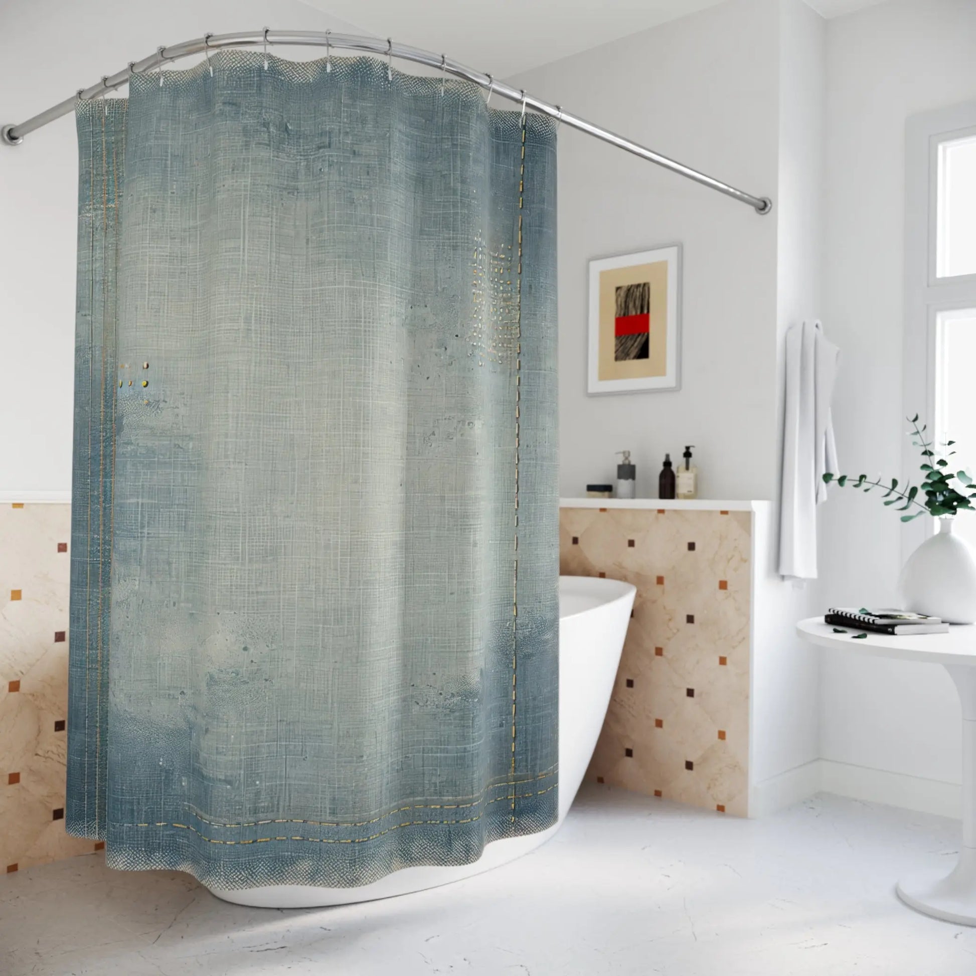 Distressed Denim Shower Curtain
