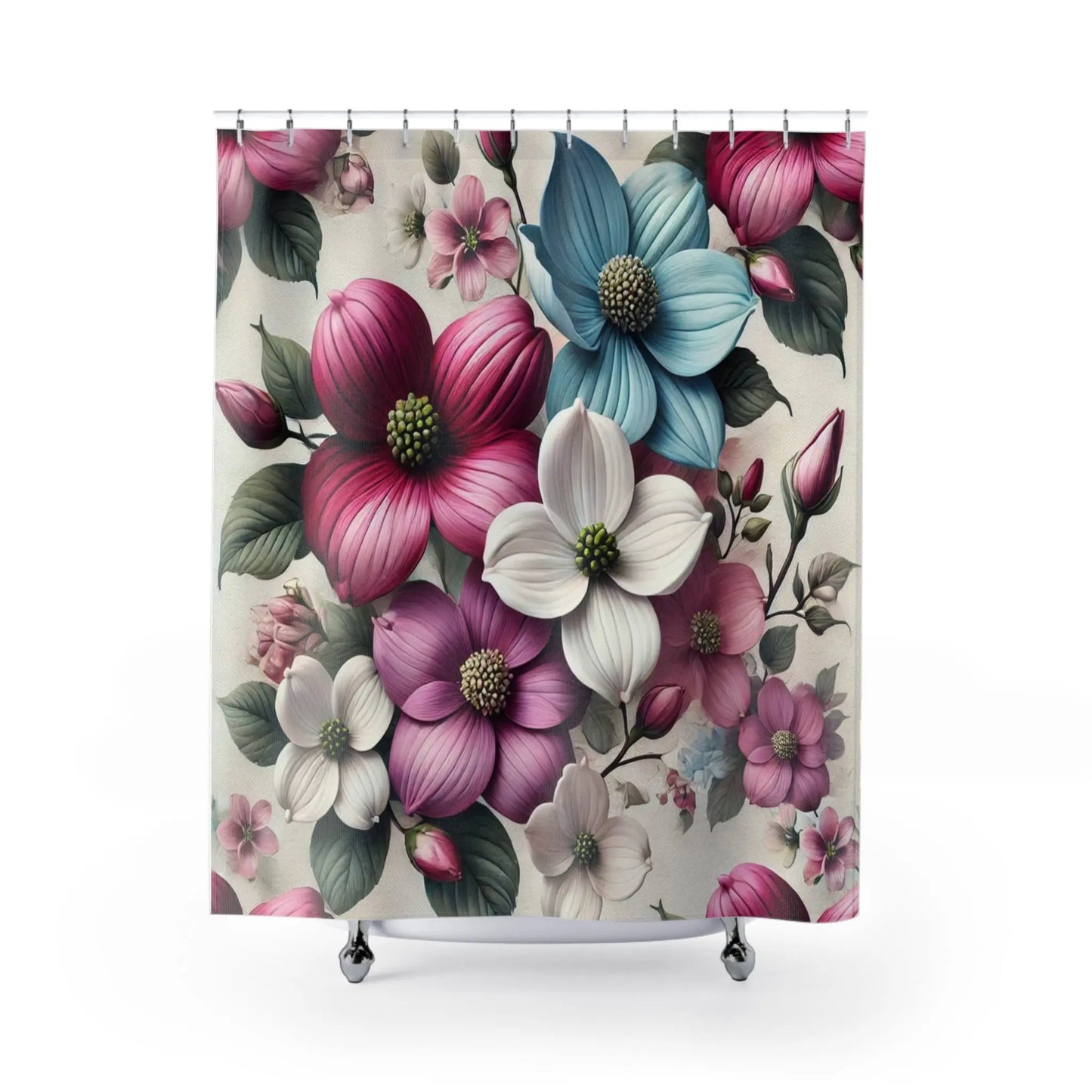 Vibrant Dogwood Blooms Floral Shower Curtain