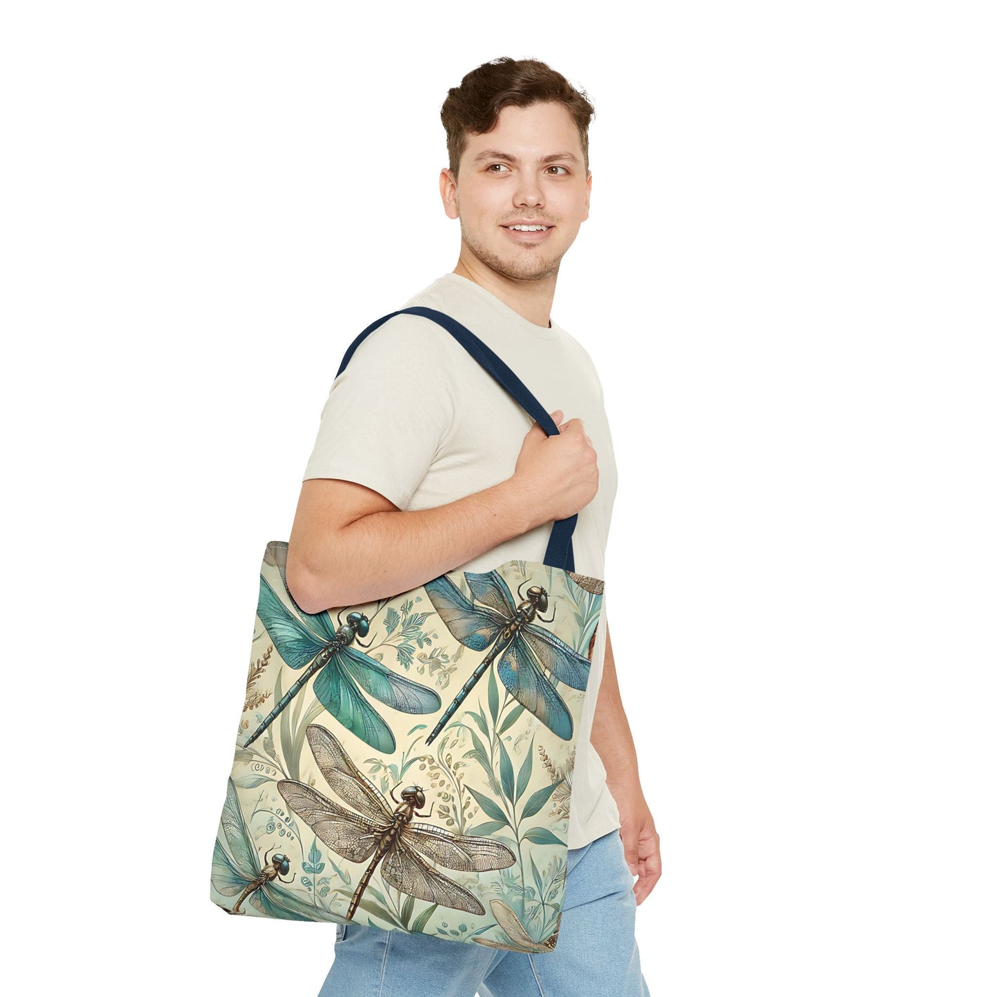 Vintage Teal Dragonfly Tote Bag
