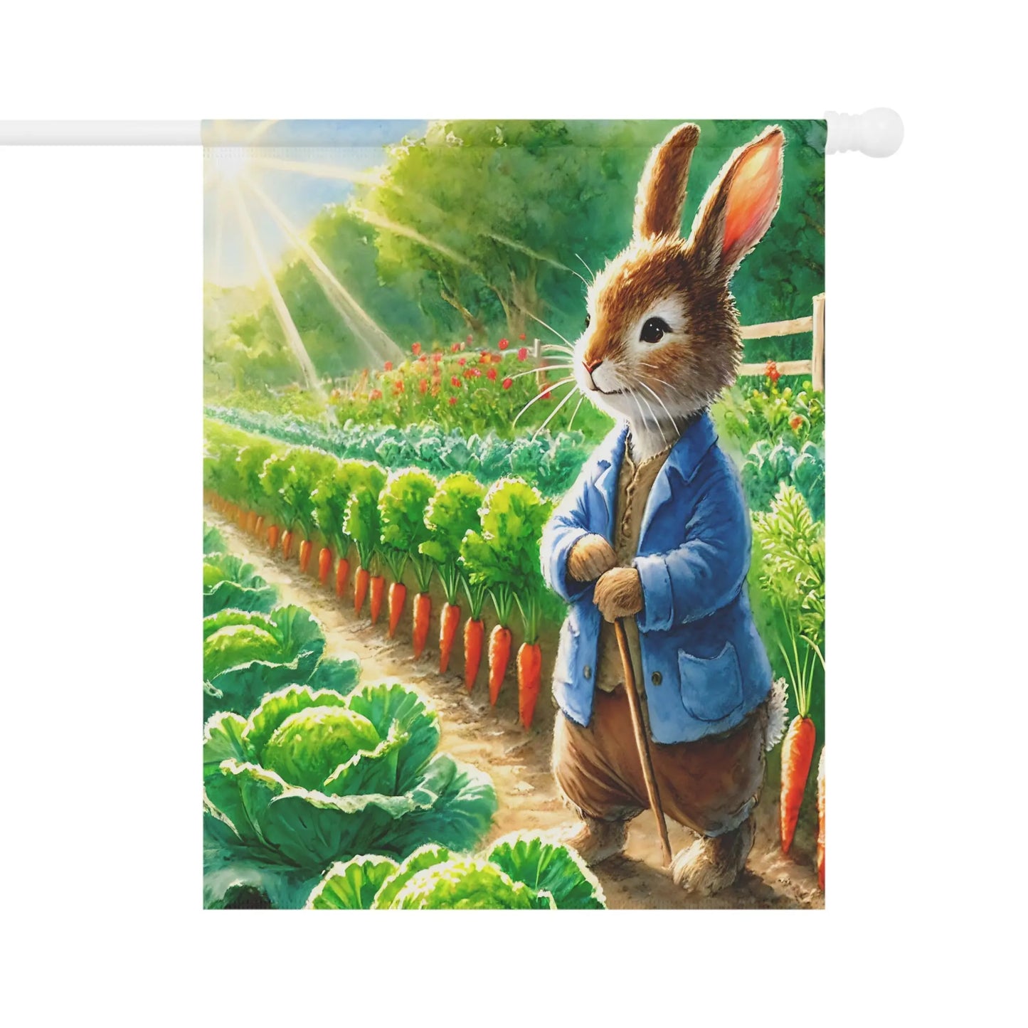 Easter Bunny Farmer in Garden